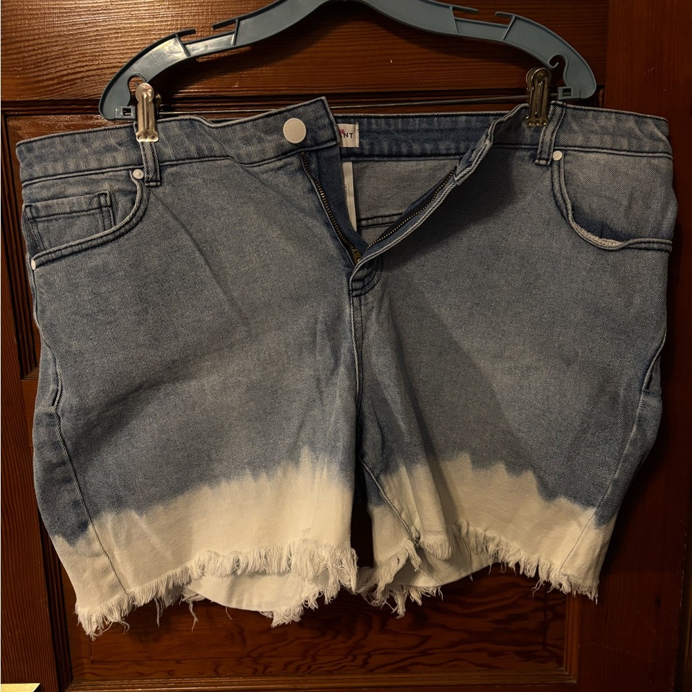 Lane Bryant Blue and White Jean Shorts with Ombré Effect